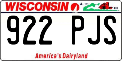 WI license plate 922PJS