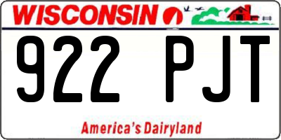 WI license plate 922PJT