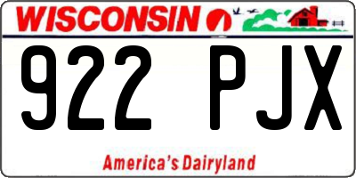 WI license plate 922PJX