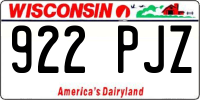WI license plate 922PJZ