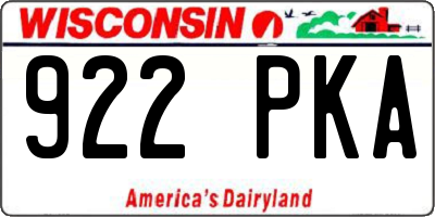 WI license plate 922PKA