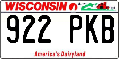 WI license plate 922PKB