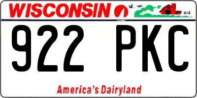 WI license plate 922PKC