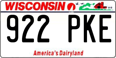 WI license plate 922PKE