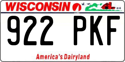 WI license plate 922PKF