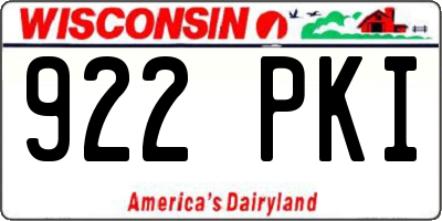WI license plate 922PKI