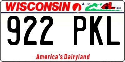 WI license plate 922PKL