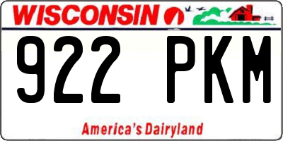 WI license plate 922PKM