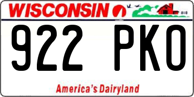 WI license plate 922PKO