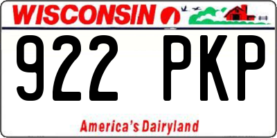 WI license plate 922PKP