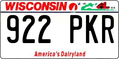 WI license plate 922PKR