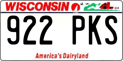 WI license plate 922PKS