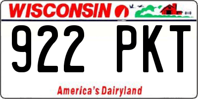 WI license plate 922PKT