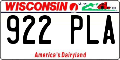 WI license plate 922PLA