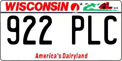 WI license plate 922PLC