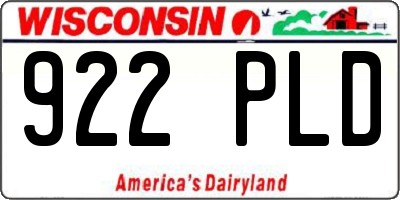 WI license plate 922PLD