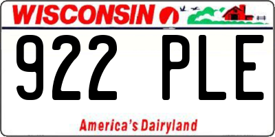 WI license plate 922PLE