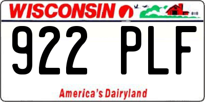 WI license plate 922PLF