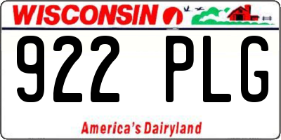 WI license plate 922PLG
