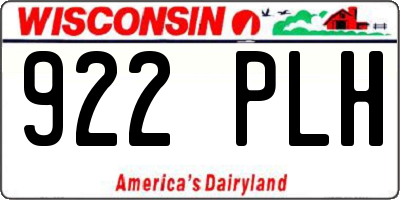 WI license plate 922PLH