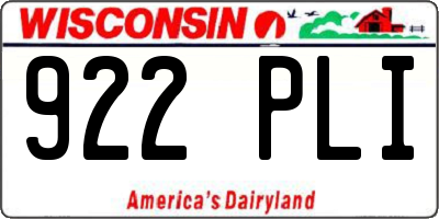 WI license plate 922PLI