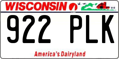 WI license plate 922PLK