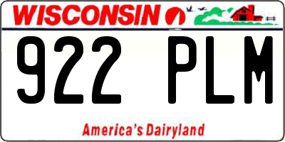 WI license plate 922PLM