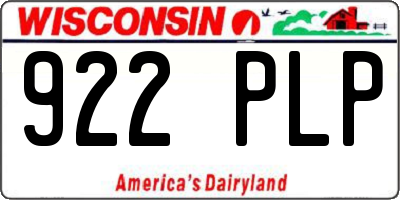 WI license plate 922PLP
