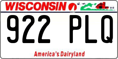 WI license plate 922PLQ