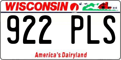 WI license plate 922PLS