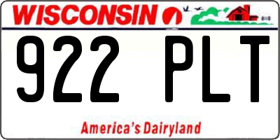 WI license plate 922PLT
