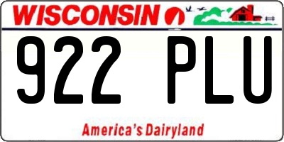 WI license plate 922PLU