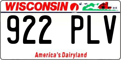 WI license plate 922PLV