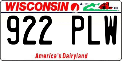 WI license plate 922PLW