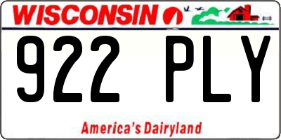 WI license plate 922PLY