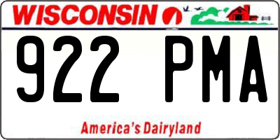 WI license plate 922PMA