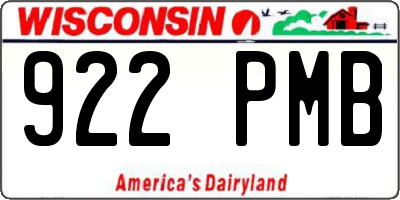 WI license plate 922PMB