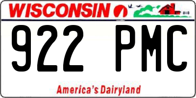 WI license plate 922PMC