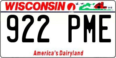 WI license plate 922PME