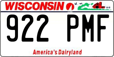 WI license plate 922PMF