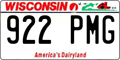 WI license plate 922PMG
