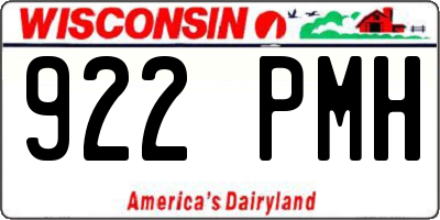 WI license plate 922PMH