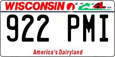 WI license plate 922PMI