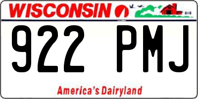 WI license plate 922PMJ