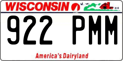 WI license plate 922PMM
