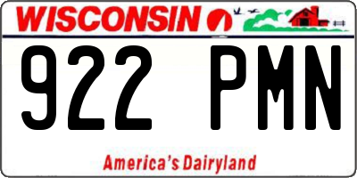 WI license plate 922PMN