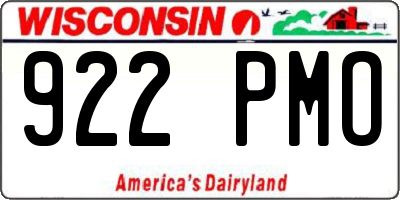 WI license plate 922PMO
