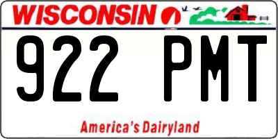 WI license plate 922PMT