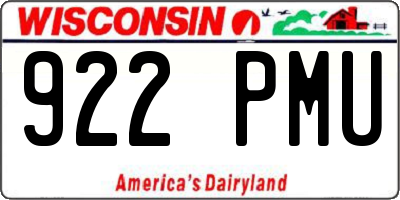WI license plate 922PMU