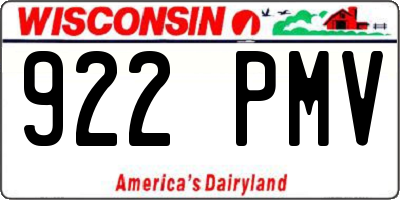 WI license plate 922PMV